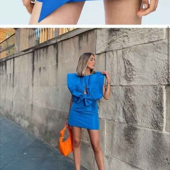 ZARA NEW WOMAN VOLUMINOUS TOP DRESS LIMITED EDITION BLUISH REF: 3377/660 - Picture 10 of 11